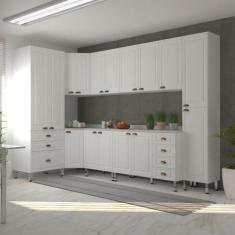 Armário De Cozinha Completa 8 Peças - Tampos Cristal - LUCIANE MÓVEIS