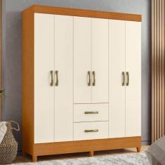 Guarda Roupa Casal 6 Portas 2 Gavetas Mobi Albatroz, Cinamomo/Off Whit
