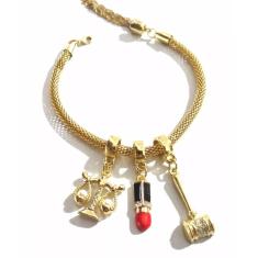 Pulseira Berloques Advogada Batom Folheado a Ouro 18k