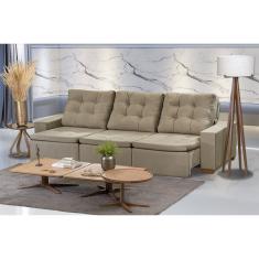 Sofá Modular 6 Lugares Retrátil E Reclinável 3.05M Bege
