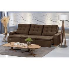 Sofá Modular 6 Lugares 3.05M Retrátil E Reclinável Marrom