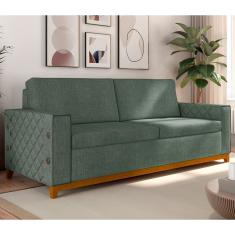 Sofá Living Vintage 3 Lugares 225cm Em Linho áspen Eucalipto