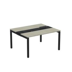 Mesa Plataforma Dupla Com Pé De Aço Para Coworking 140x120 Pdc14-12-2p Nogueira Casablanca-preto