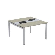Mesa Plataforma Dupla Com Pé De Aço Para Coworking 120x120 Pdc12-12-2p Nogueira Casablanca-cinza