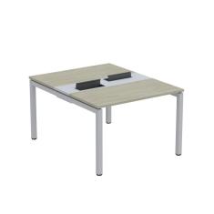 Mesa Plataforma Dupla Com Pé De Aço Para Coworking 120x140-2p Pdc12-14-2p Nogueira Casablanca-cinza