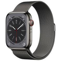 Apple Watch Series 8 GPS + Cellular Caixa Grafite de Aço Inoxidável 45 mm Pulseira Grafite Estilo Milanês