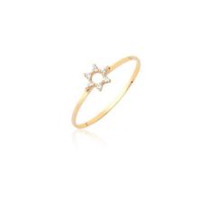 Anel Sol Estrela Delicado Em Ouro Puro 10k As518 - MAEHLER, Dourado, 2