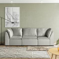 Sofá Modular Ibi 5 Lugares 265cm em Veludo CabeCasa MadeiraMadeira Bege