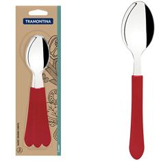 Conjunto De Colheres De Mesa Tramontina Leme Com Lâminas Em Aço Inox E Cabos De Polipropileno Vermelho 3 Peças
