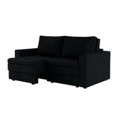 Sofá 3 Lugares Retrátil Berna Suede Preto 180 cm