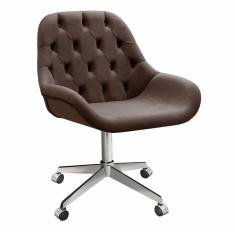 Poltrona Lua Capitonê Cadeira Giratória com Rodinhas Escritório Home Office
