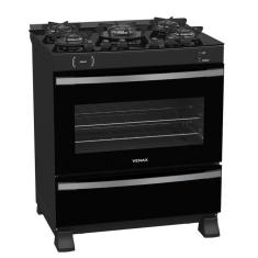 Fogao 5 Bocas Venax Maxi Vitreo Preto Fosco Gas Glp