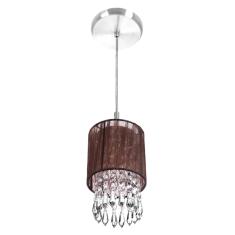 Lustre Pendente Redondo Cupula Cganza Cristal Acr lic Marrom