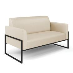 Sofá Namoradeira Base Industrial Alta Preto Marisa Corino Bege D03 - D\`rossi