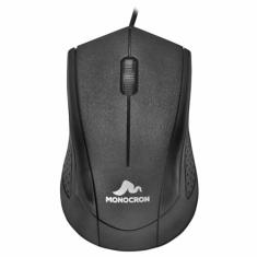 Mouse USB Óptico Com Fio 1000 DPI Cabo 1.5 metros Monocron MN232 Preto