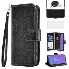 Asuwish Capa para celular Nokia C210 TA-1584 carteira com protetor de tela alça transversal flip zíper suporte para cartão de crédito de vidro temperado suporte de cordão móvel C 210 mulheres meninas