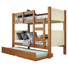 Beliche Solteiro Com Cama Auxiliar Alaska Para Colchão até 0,88m Off White / Madeirado Conquista