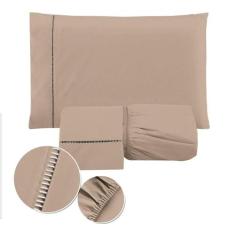 Jogo de Lençol Casal Padrão 03 Peças Percal 400 Fios 100% Toque Macio 