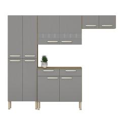 Armário De Cozinha Compacta 10 Portas 2 Gaveta Com Balcão Nala Freijó gris Freijó gris