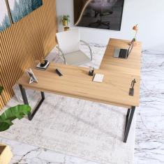 Mesa para Escritório em L S/ Gaveta Mel - AJL STORE