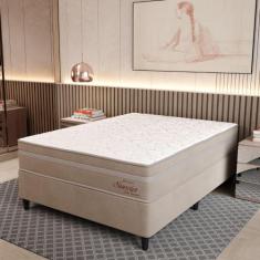 Cama Box Casal (138X188) D26 Molas Ensacadas Creme Suede Suecia Topazi