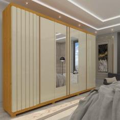 Guarda Roupa Casal Ripado 6 Portas 4 Gavetas com Espelho Absolut New 1