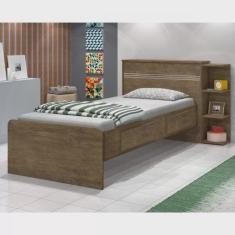 Cama Solteiro Jade com Baú 2 Gavetas J&A Móveis Jequitiba