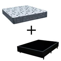 Cama Box Viúva 128 Tecido Sintético Preto Com Colchão Espuma Alegro Bello Box D28 Cinza 57x128x188