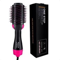 Escova Secadora Alisadora 1000W Profissional Preto E Rosa, 110V