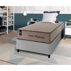 Conjunto Cama Box Espuma San Diego Bege Solteiro 88x188x67