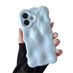 XIZYO Capa para iPhone 16 Plus de 6,7 polegadas linda estampa ondulada estética capa de telefone 3D encaracolado forma ondulada com glitter para mulheres meninas capa de silicone macio à prova de