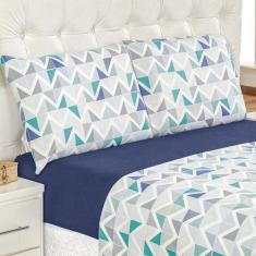 Jogo de Cama Casal King Quality Estampado Malha 100% Algodão 4 Peças -