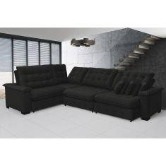 Sofá Manchester De Canto, Retrátil E Reclinável - Preto