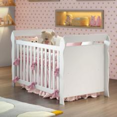Berço Mini Cama 3x1 Lara Carolina Baby Branco Brilho