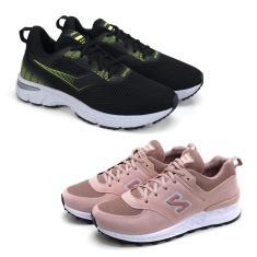 Kit 2 Pares Tênis Fitness Esporte Cadarço Conforto Esportivo-Masculino