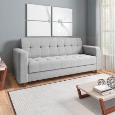 Sofá 03 Lugares Arezzo Suede Pés Chanfrado Castanho D01 - D'Rossi, Cin