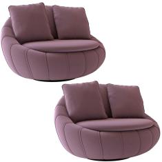 Kit 2 Poltronas Decorativas Giratória Sala de Estar Afrodite Veludo Rosê - Gran Belo