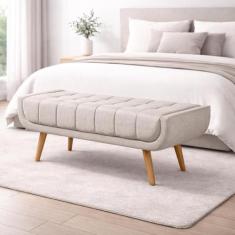 Recamier França 1,50M com Base Madeira Linho Sofatec, Palha