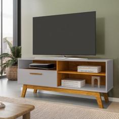 Rack Retrô para TV até 55 Polegadas 136cm Pés em Madeira Maciça Paládi