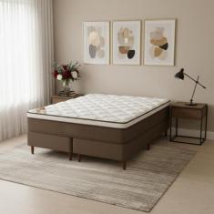 Cama Box + Colchão Castor King Innovation One Face Pocket 193x203x54cm