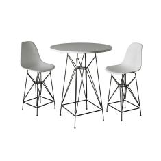 Jogo Mesa Bistrô Eames Branca 60Cm 2 Banquetas Branca Base Ferro Preto - Cor: Branco