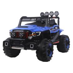 Carrinho Jipe Infantil Elétrico Super Cross 4x4 12v com Controle Remoto Bluetooth Azul