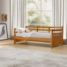 Sofá Cama Enjoy Mona Vintage em Madeira Maciça Imbuia Acompanha Nicho