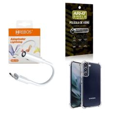 Capinha Samsung S22 + Adaptador P2 Para Tipo C + Película 3D
