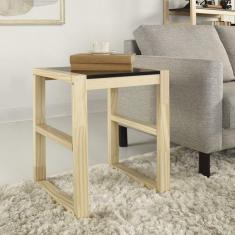 Mesa Lateral Quadrada Madeira Maciça Guará Cabecasa Madeiramadeira Preto/Marroml