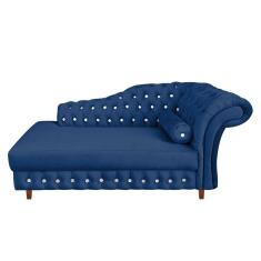 Divã Chesterfield Juliette 160 Cm Pés Chanfrado Azul Marinho