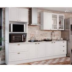 Cozinha Completa Americana (1 Aéreo, 2 Balcões, 1 Paneleiro, 1 Complemento) 5 Peças Branco - Henn