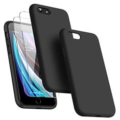 Dssairo [Capa 3 em 1 para iPhone SE 2022/3rd/2020/2ª geração, capa para iPhone 7/8, com 2 protetores de tela, capa protetora ultrafina de silicone líquido à prova de choque [forro de microfibra]