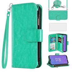 Asuwish Capa para celular Nokia C210 TA-1584 carteira com protetor de tela alça transversal flip zíper suporte para cartão de crédito de vidro temperado suporte de cordão móvel C 210 mulheres meninas