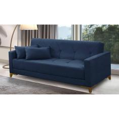 Sofá Cama 3 lugares 2,00m Aurora Suede Azul Adonai Estofados